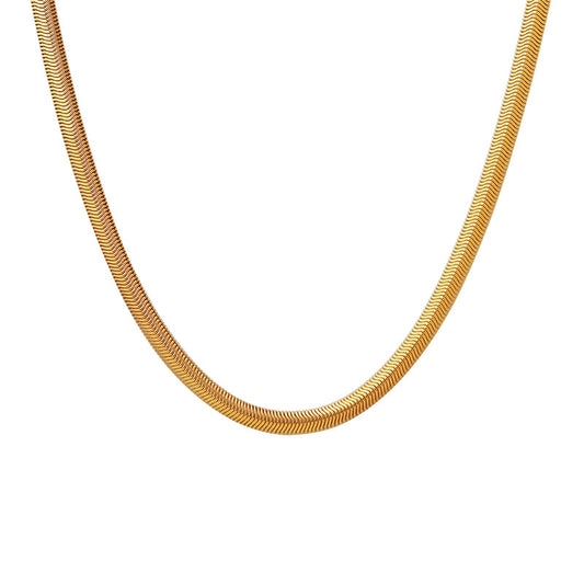 Elegant Gold-Plated Snake Chain Necklace with a Touch of European Flair