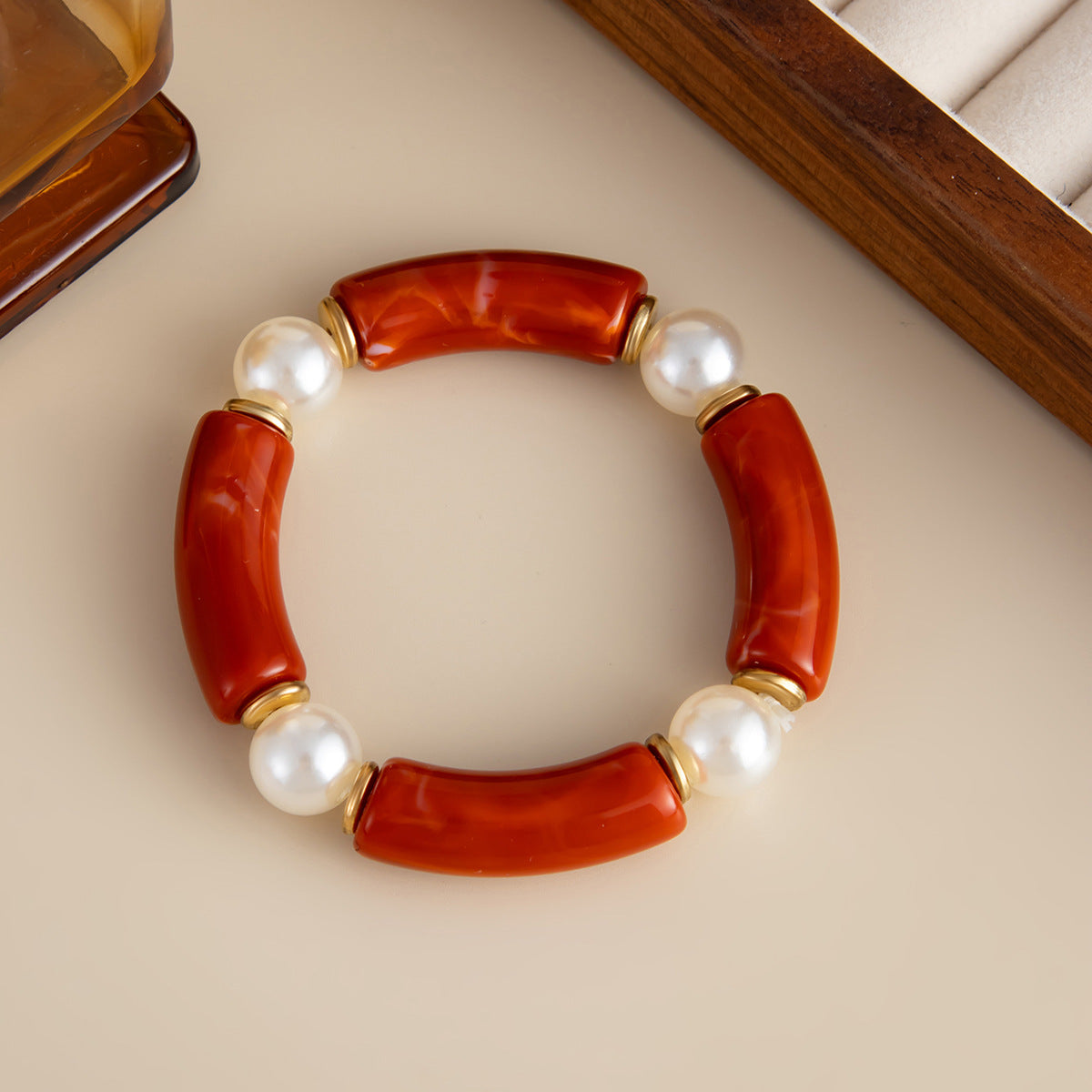 Planderful Amber Beaded Elastic Bracelet Vienna Verve Statement Jewelry For Women Fashion Lovers