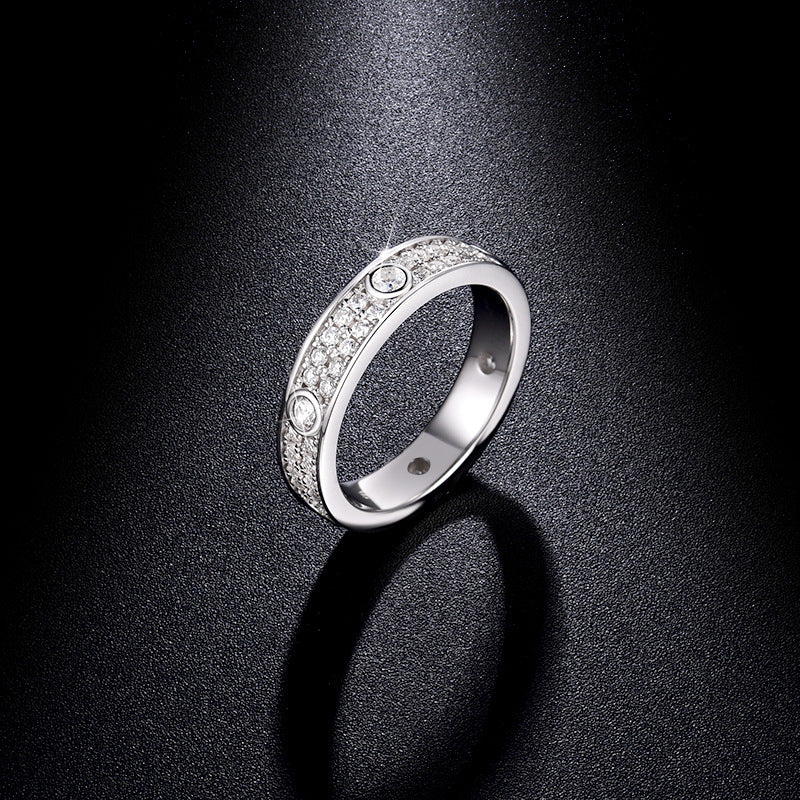 Planderful Moissanite Sparkling Double Row Ring Unisex