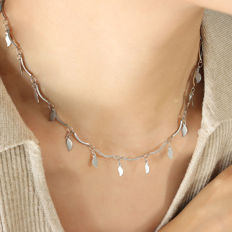 Small Fragrant Korean Style Geometric Chain Necklace - Titanium Steel Jewelry