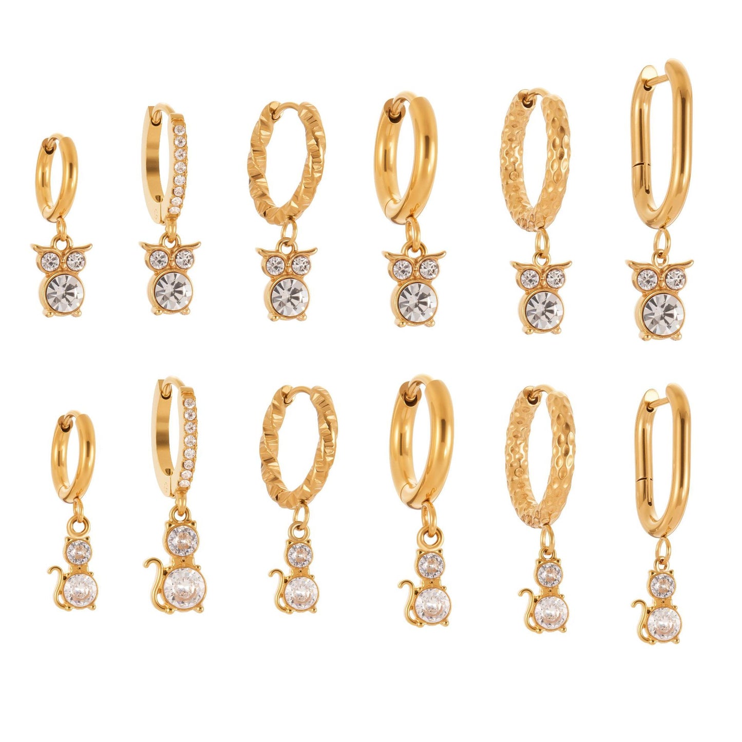 Planderful Zircon Kitten Pendant Earrings for Cat Lovers