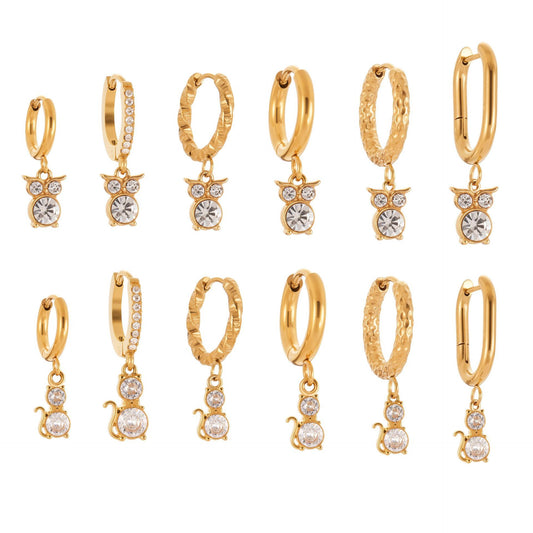 Planderful Zircon Kitten Pendant Earrings for Cat Lovers