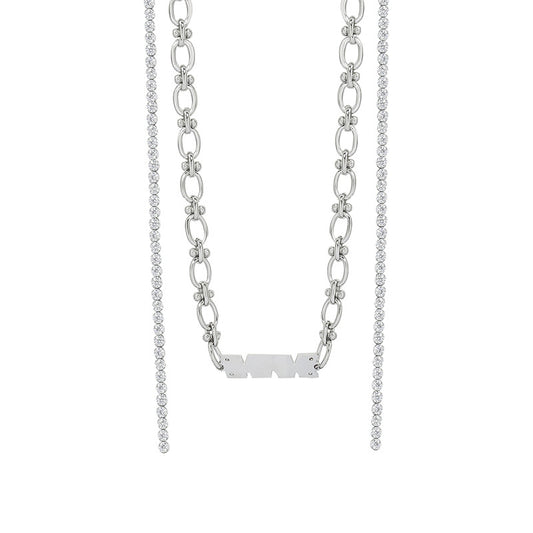 Hot Girl Personality Hip-Hop Jewelry Set with Geometric Pendant and Clavicle Necklace