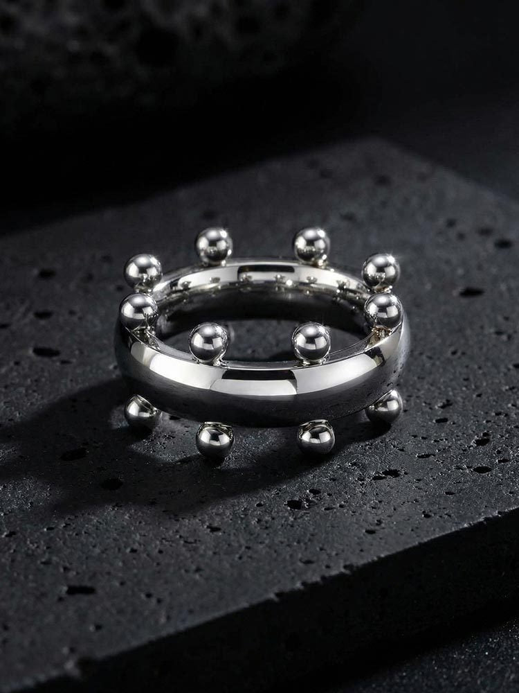 Stainless Steel Geometric Steel Ball Opening Bracelet Steel Ball Ring Cool Geometric