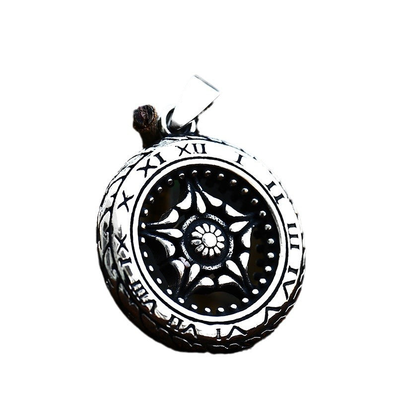 Stylish Titanium Steel Car Tire Roman Digital Pendant for Men - Hot-Selling Stainless Steel Fashion Accessory