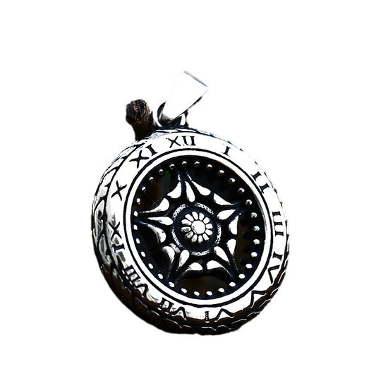Stylish Titanium Steel Car Tire Roman Digital Pendant for Men - Hot-Selling Stainless Steel Fashion Accessory