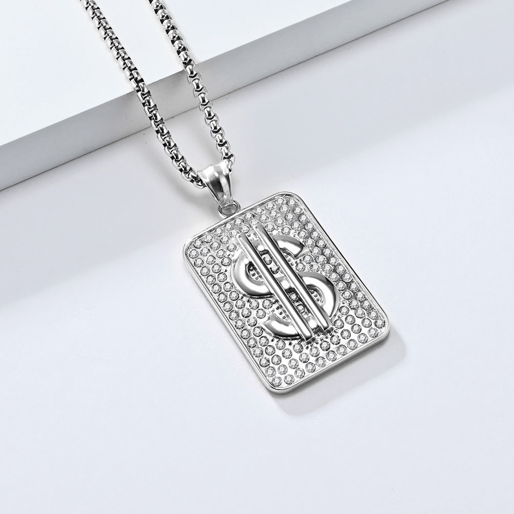 European and American Hip Hop Titanium Steel Gold Pendant Necklace