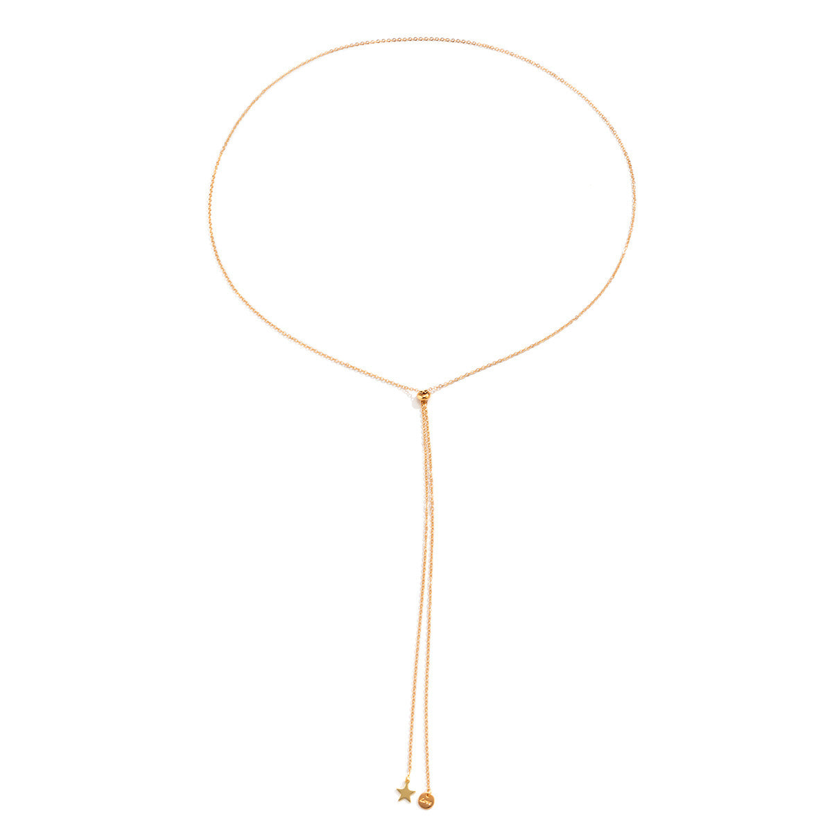 Star Tassel Body Chain Necklace with Simple Letters Tag