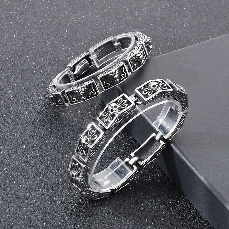 Planderful Men Punk Wolf Head Bracelet Titanium Steel