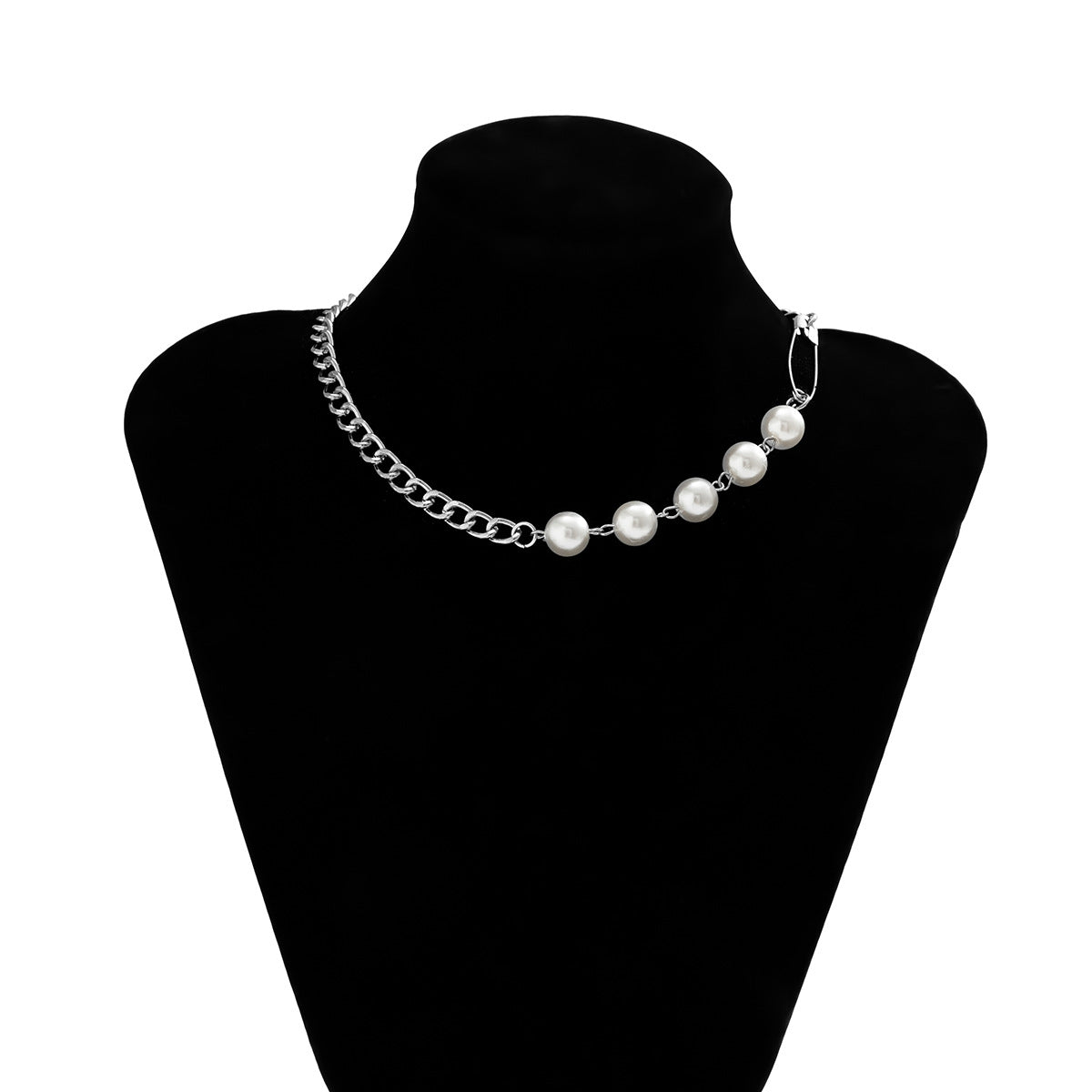 Planderful Vienna Verve Asymmetric Chain Necklace With Imitation Pearl For Women Statement Piece