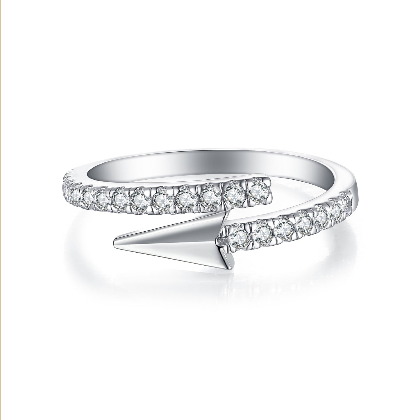 Planderful S925 Sterling Silver Arrow Open Ring For Women With Zircon In Elegant Niche Design