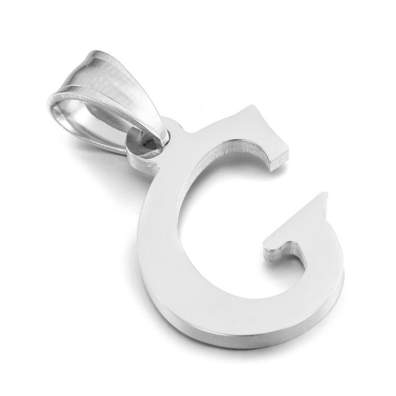 Men's And Women's Letter Pendants, Stainless Steel Glossy 26-Letter Titanium Steel Necklace