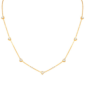 Stainless steel European and American heart-shaped white zircon flat cross chain cold wind temperament necklace gold