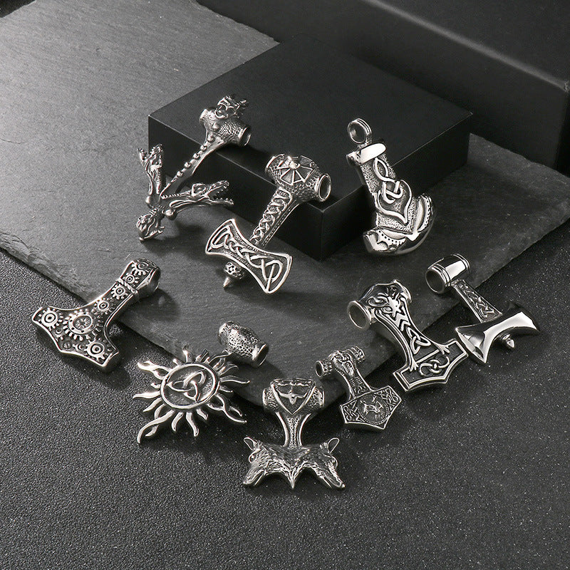 Planderful Dark Wolf Head Pendant Men Titanium Steel