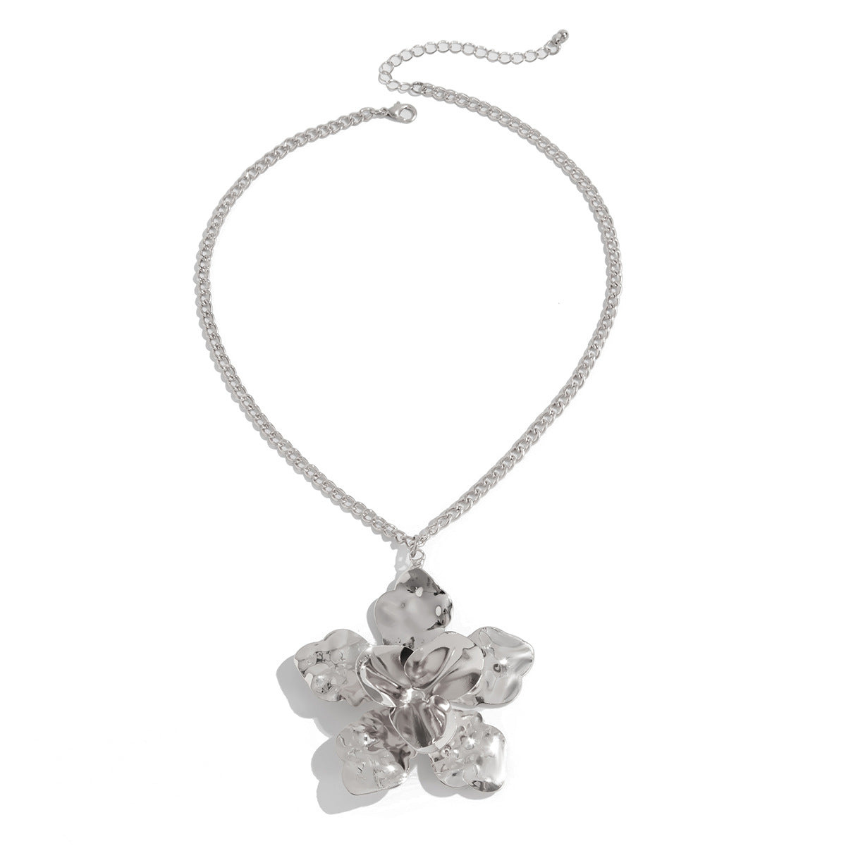 Sculptural Pleated Flower Pendant Necklace