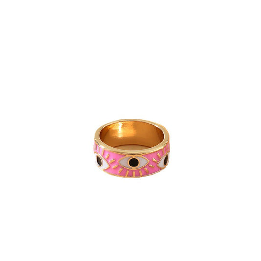 Europe and the United States pink drops of oil eye ring ring niche personality design high sense jewelry wholesale