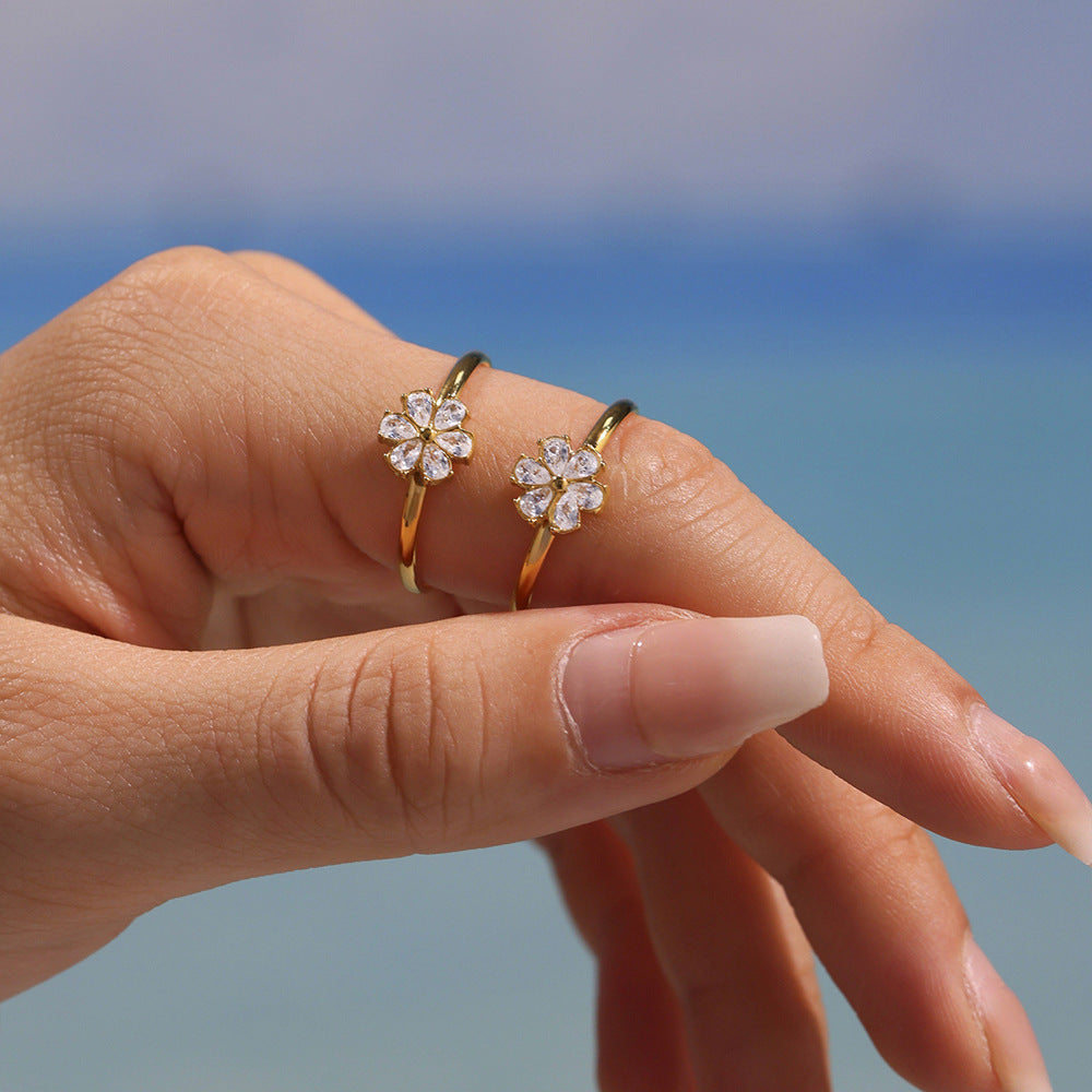 Planderful Zircon Water Drop Open Ring For Women Exquisite