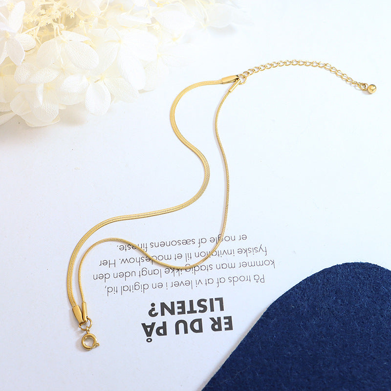 Golden Double-Layer Blade Chain Bracelet by Planderful - Versatile Titanium Steel Jewelry