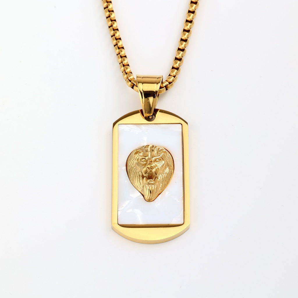 Vintage Lion Stainless Steel Pendant Necklace