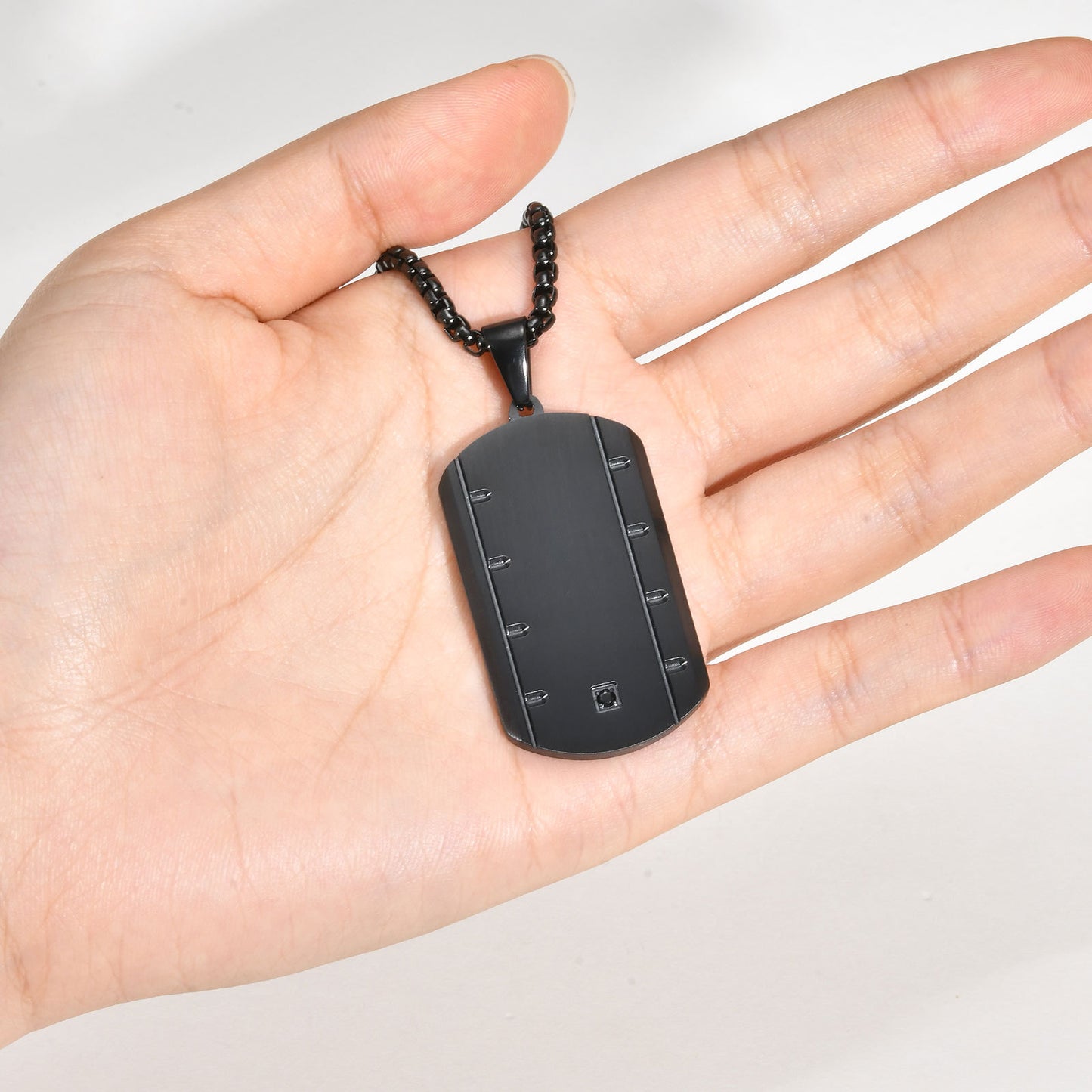 Planderful Geometric Stainless Steel Necklace Mens Zircon