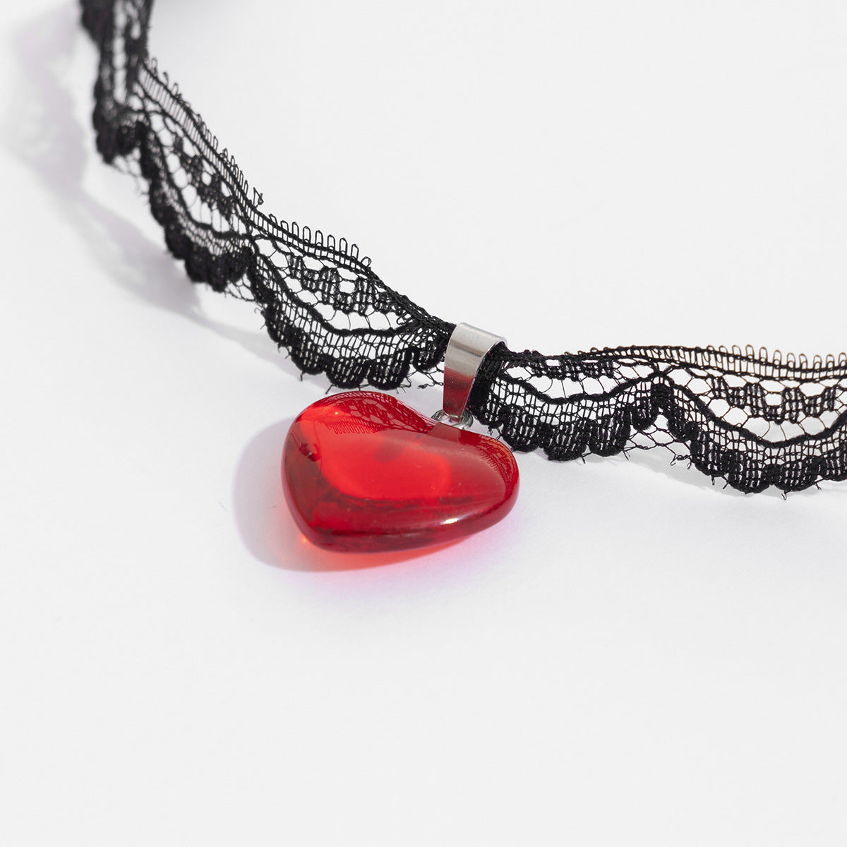 Red Heart Cross Lace Choker