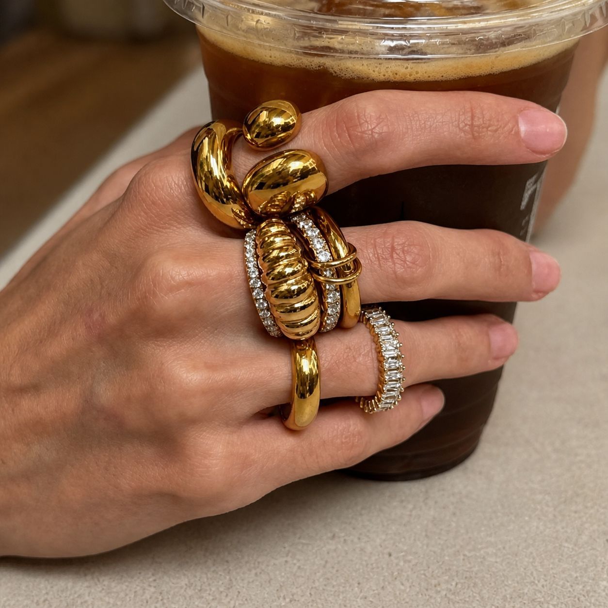 Stainless Steel Zircon Open Ring By Planderful Vienna Verve For Urban Professionals Statement Piece