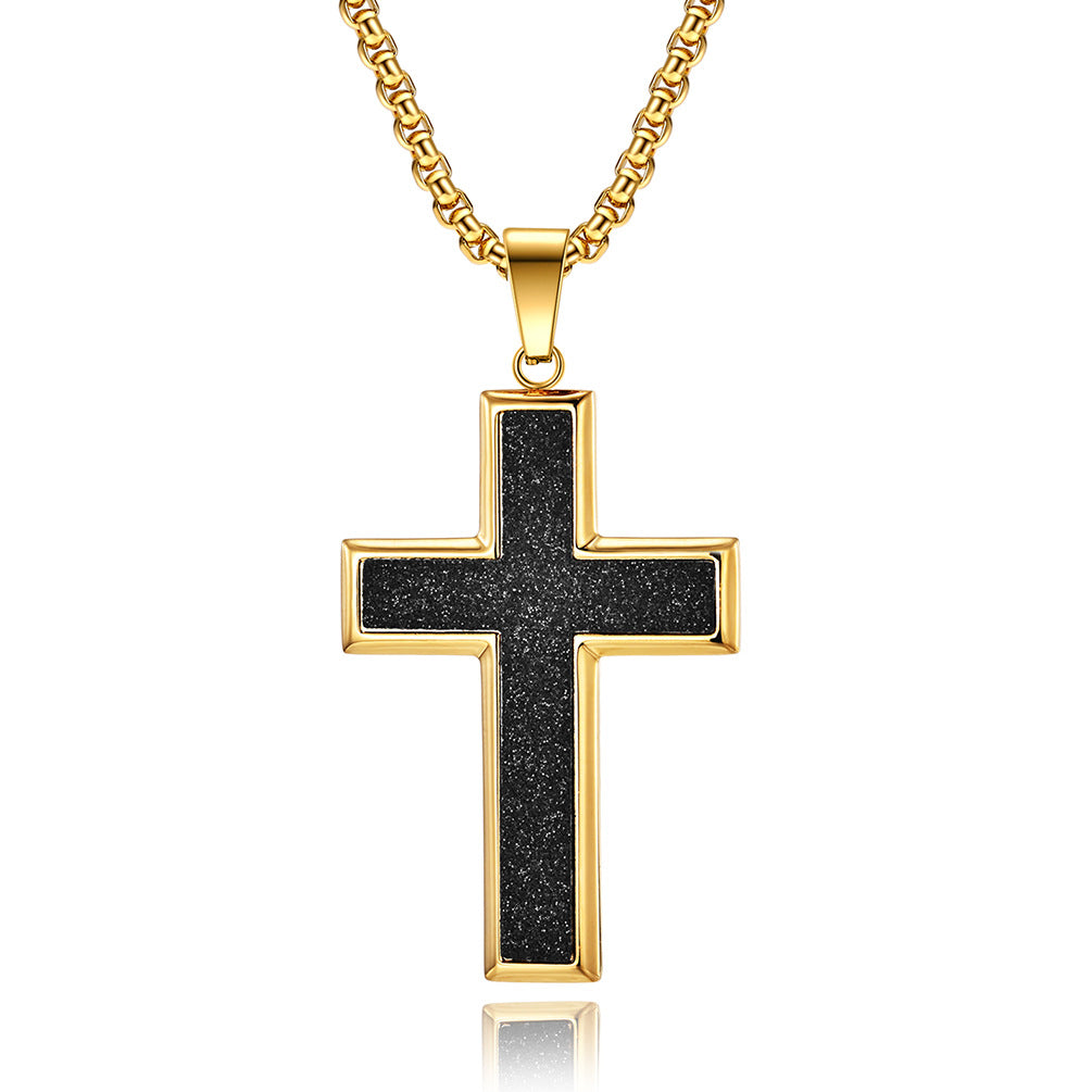 European and American Style Large Titanium Steel Cross Necklace