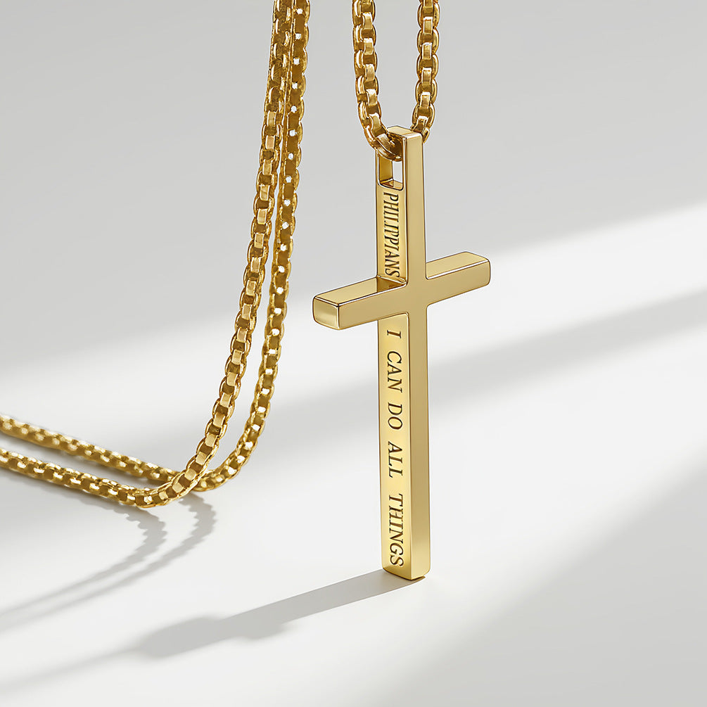Steel Necklace - Minimalist Unisex Cross Pendant