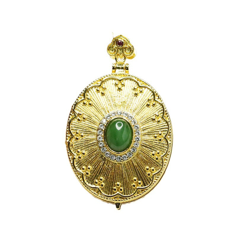 Jade Pendant Necklace with Zircon Photo Box Detail