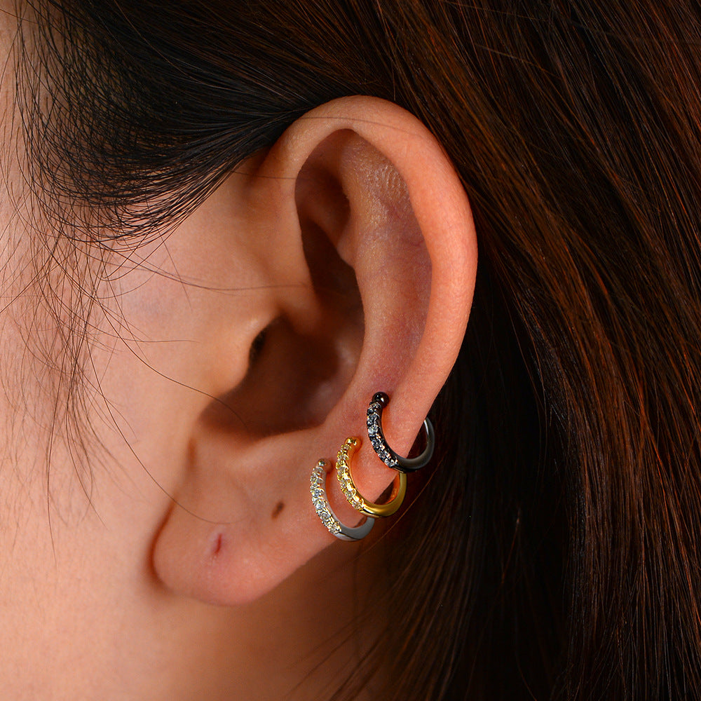 Planderful S925 Sterling Silver Ear Clips For Women Zircon C Shaped Stylish No Piercing Earrings