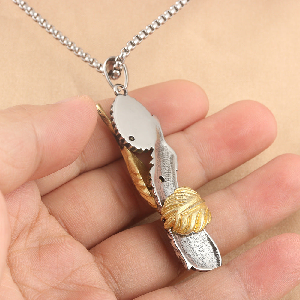 European And American Stainless Steel Animal Feather Pendant