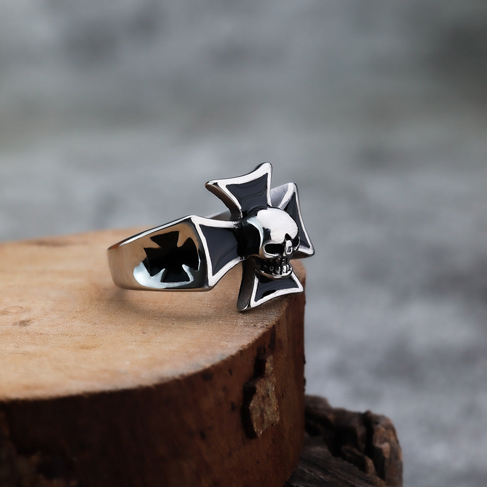 AliExpress Amazon Stainless Steel Skull Cross Men's Ring