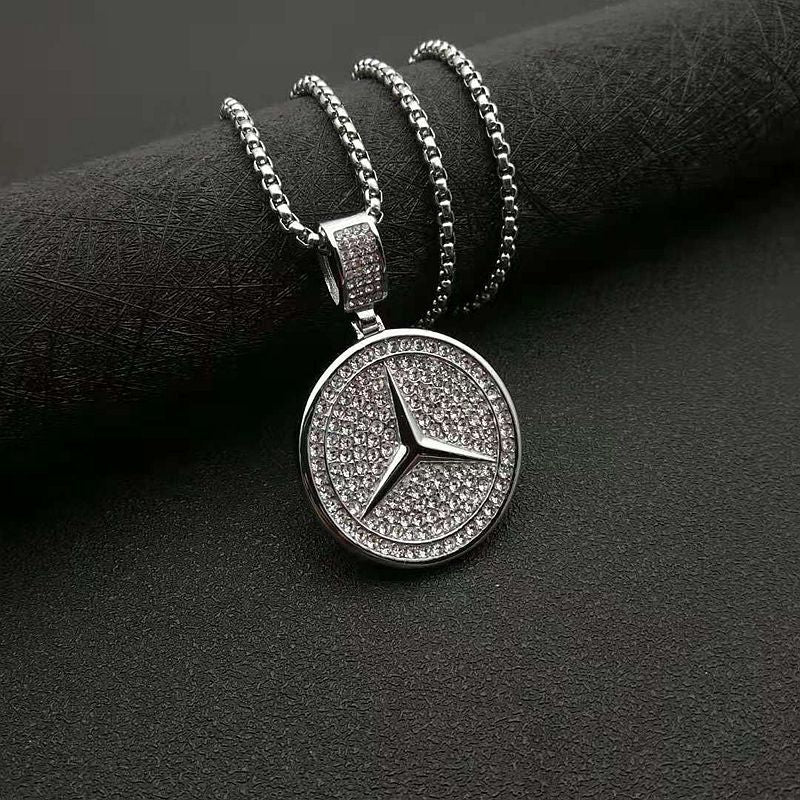 Planderful Everyday Genie Car Logo Pendant Necklace Stainless Steel Gold Plated Zircon For Hip Hop Fans