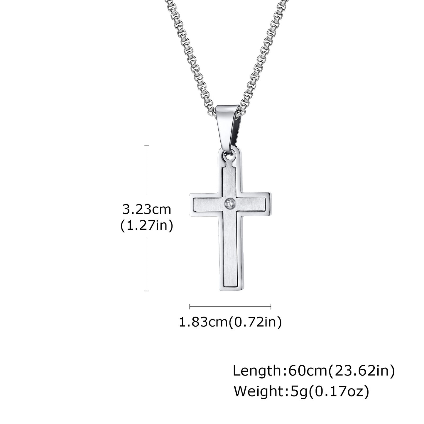 Planderful Mens Cross Pendant Necklace Durable Steel