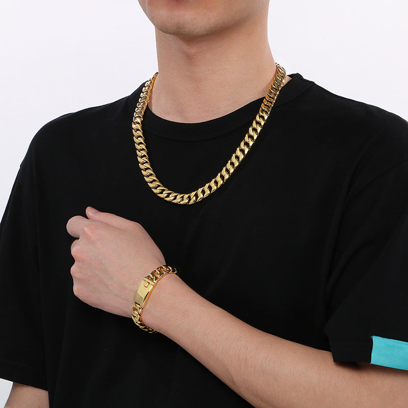 Hipster Dopamine Bracelet And 12mm Cuban Chain For Men