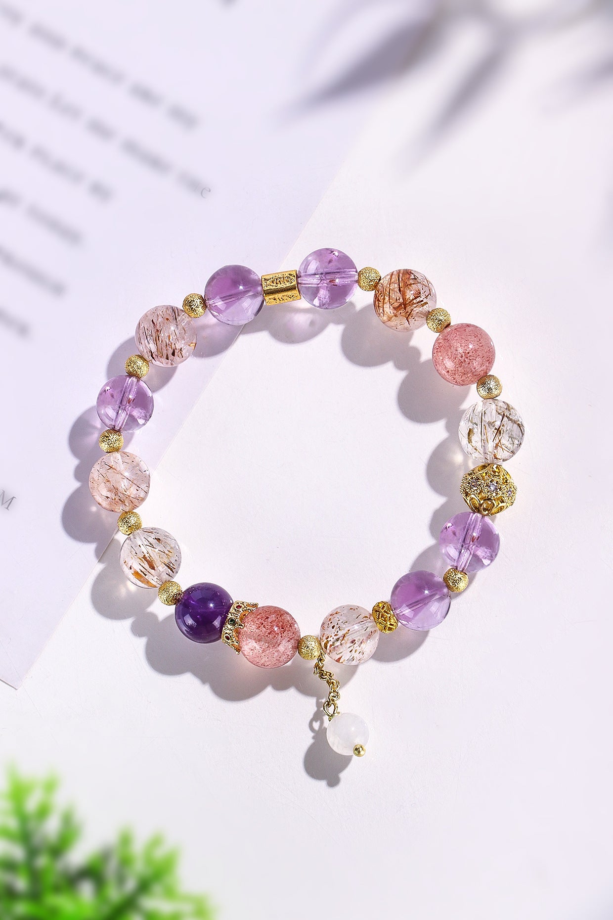 Planderful Fortune's Favor Bracelet – Elegant Amethyst and Strawberry Crystal Design