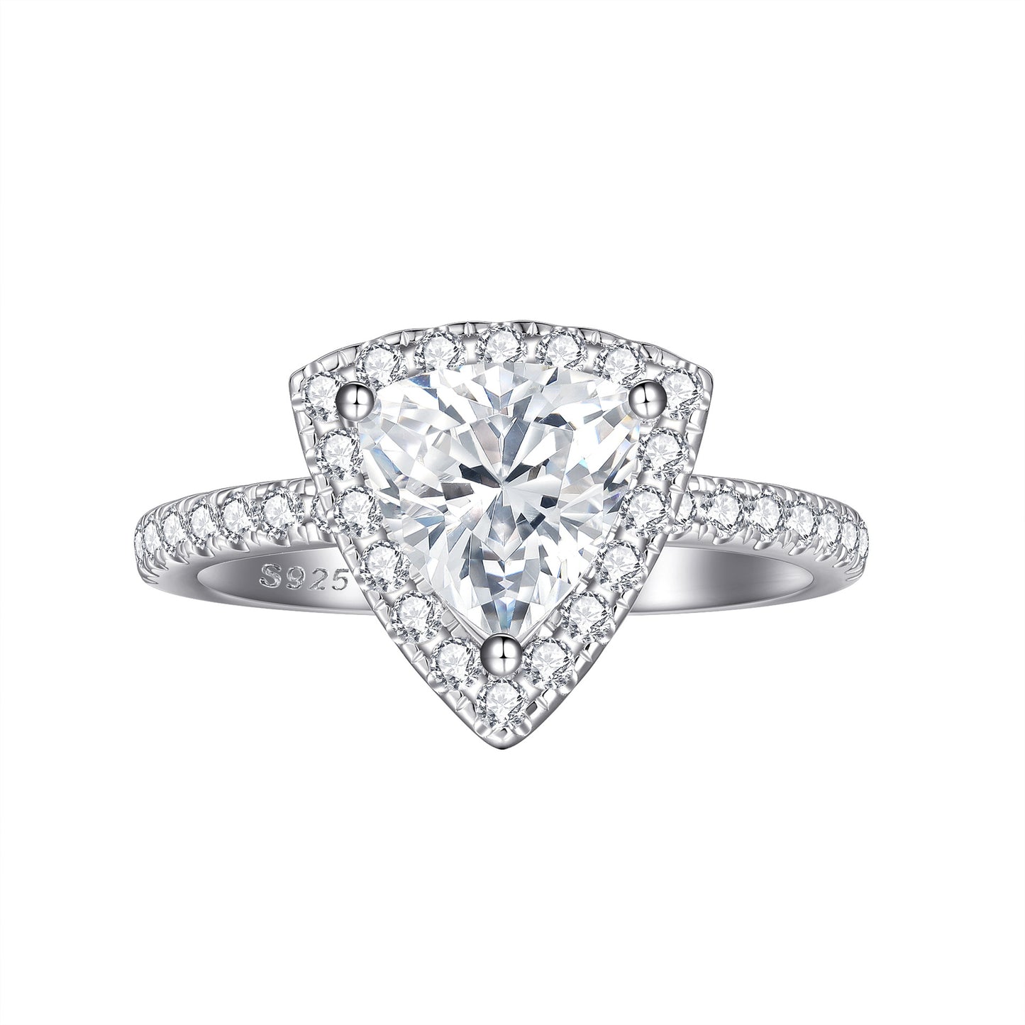 Planderful Sterling Silver 2 Carat Triangle Zircon Ring For Women Elegant Niche Jewelry Gift