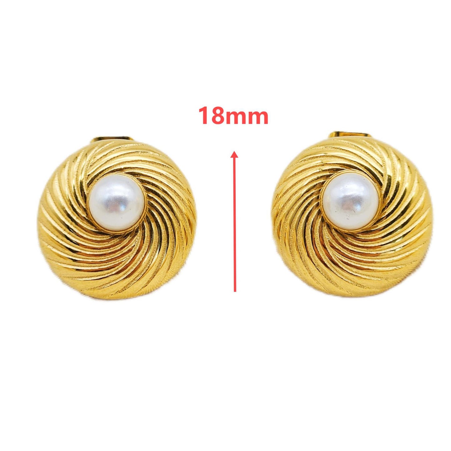 Planderful Everyday Genie Stainless Steel Pearl Earrings For Women With Geometric Texture Design Statement