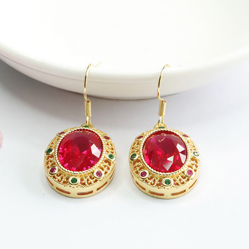 Lab-Grown Ruby Vintage Drop Earrings