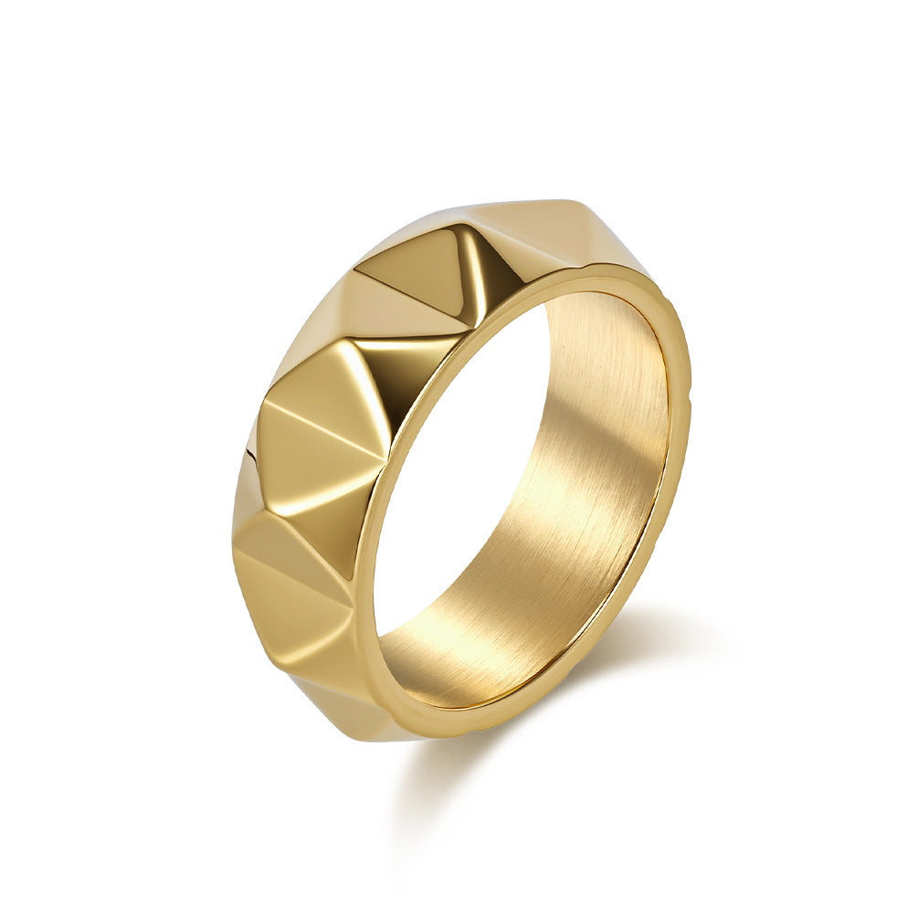 Steel Ring – Minimalist Tapered Rhombus Surface