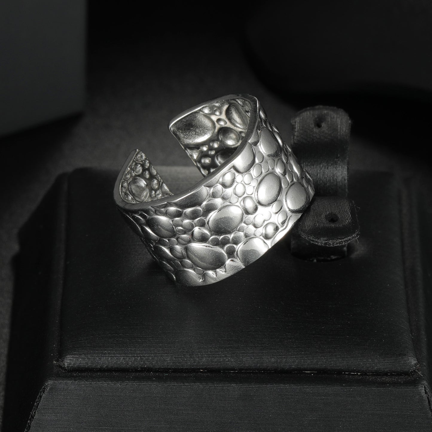 Stainless Steel Ring Everyday Genie By Planderful Collection Unisex Adjustable Bold Geometric Oil Drop Jewelry
