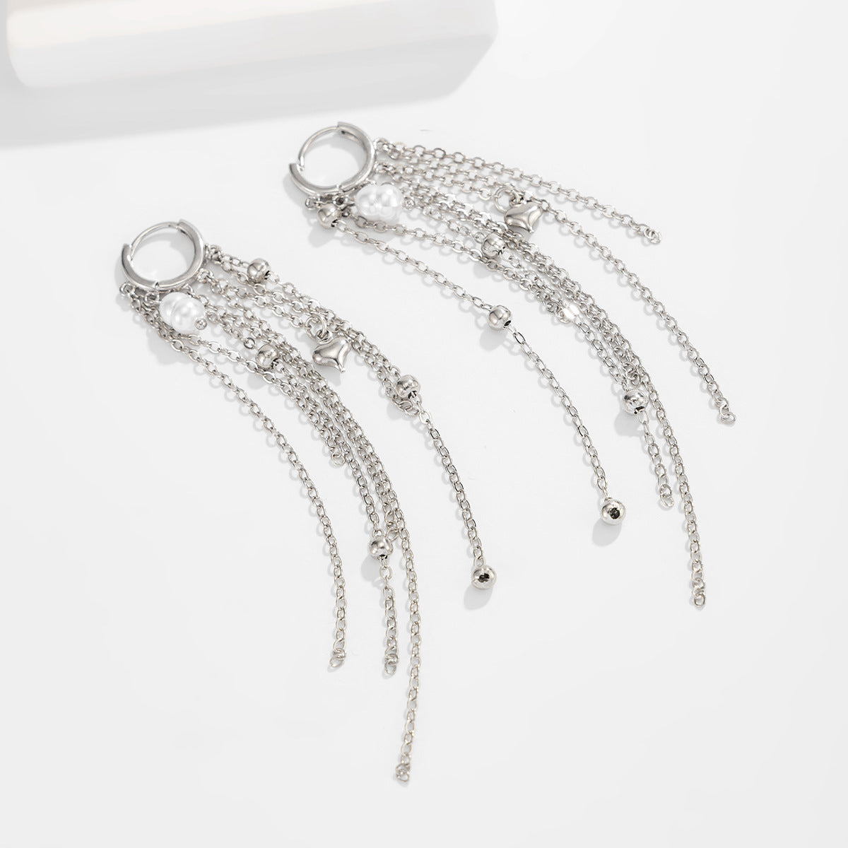 Planderful Vienna Verve Fringed Chain Earrings Irregular Pleated Geometric Statement Jewelry For Fashion Forward Women