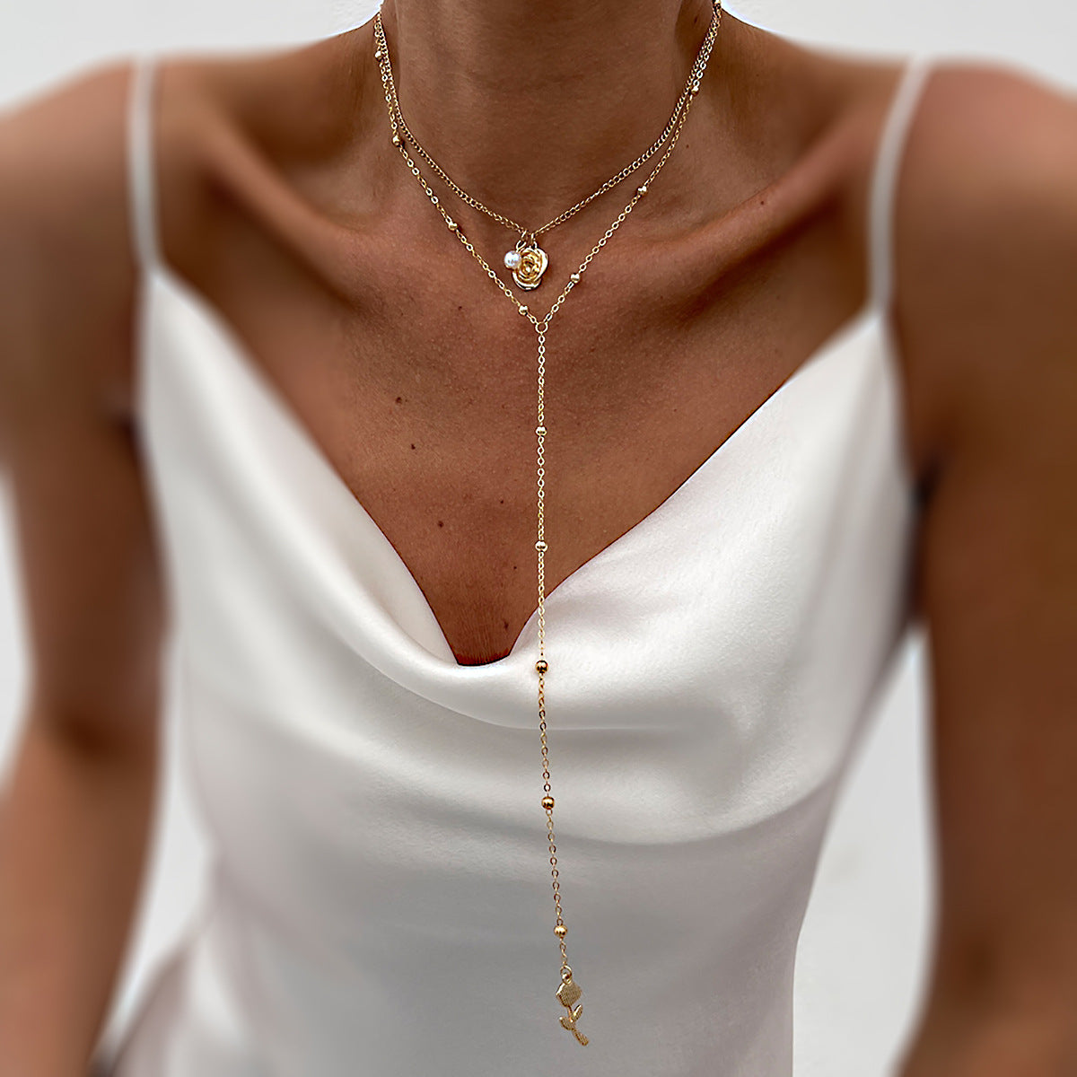 Planderful Vienna Verve Necklace – Elegant Imitation Pearl Stacking Design