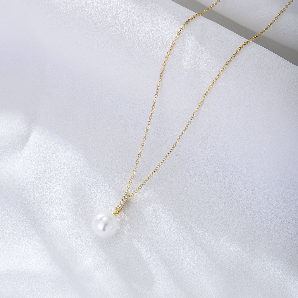 And Zircon Pendant S925 Sterling Silver Pearl Necklace