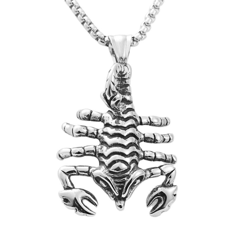 Titanium Steel Scorpion Pendant Necklace for Men - Retro Punk Style by Planderful