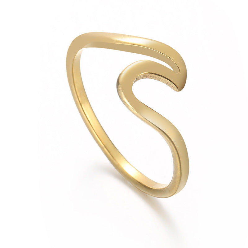 Minimalist Wind Wave V-Shaped Titanium Steel Ring, Niche Design Ring, Men's And Women'S