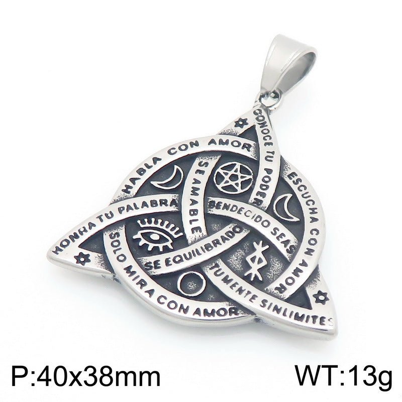 Retro Triangle Knot Pendant, Ancient Pyramid Eye Of Horus Stainless Steel Men's Necklace
