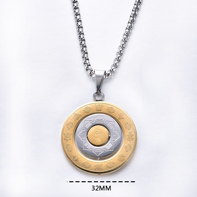 Planderful Zodiac Sign Pendant Necklace Rotating Card Twelve Signs Stainless Steel Unisex Gift