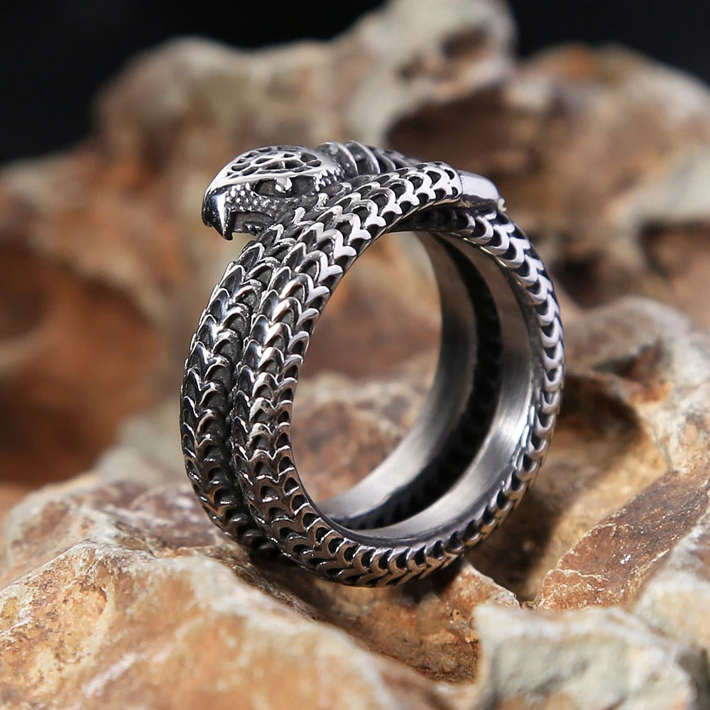 Punk Viking Snake Stainless Steel Men's Ring