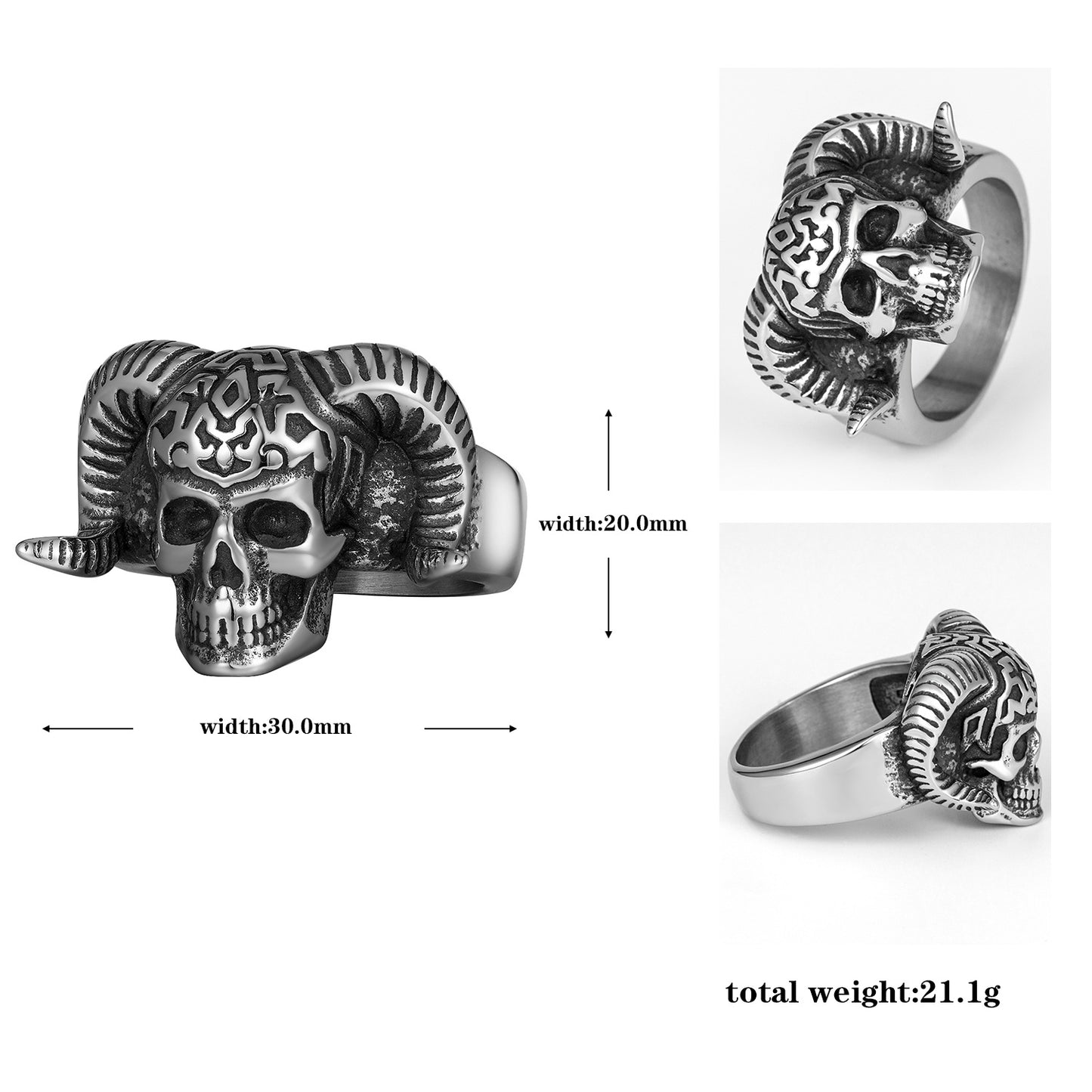 Steel Ring – Statement Gothic Skull Ring